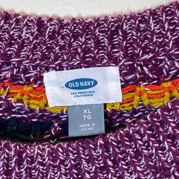 Old Navy Multicolor Purple Fair Isle Knitted Sweater - Picture 12 of 16